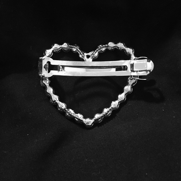Heart Barrette Crystal Rhinestone Hairpin Hairclip - Picture 3 of 4